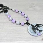 Magpie on a Watercolor Sky – necklace by Paisley Lizard